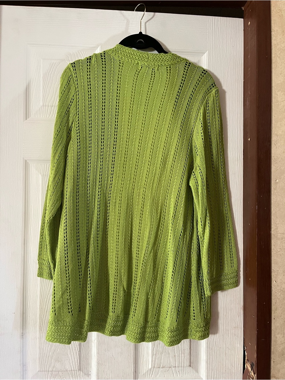 NWT One World Live & Let Live Green Pointelle Open Front Cardigan XL - Picture 2 of 4